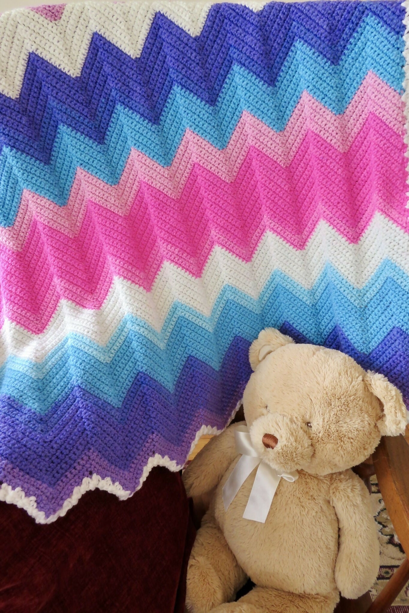 Colorwave Chevron Mandala Baby Blanket (Crochet)